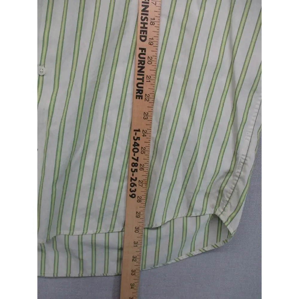 Banana Republic Green Striped Classic Timeless‎ Buttonup Shirt Size 17-17½ XL
